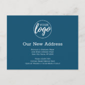 ビジネスロゴ（青）を使用した新しいアドレス変更 案内ポストカード (正面)