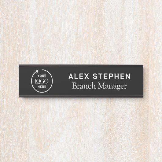 ビジネスロゴ |黒モダン社オフィス サインプレート (正面)