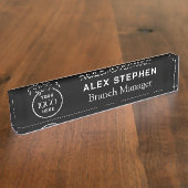 ビジネスロゴ |黒モダン社オフィス デスクネームプレート (側面)