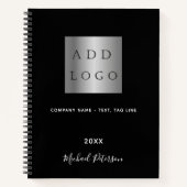 ビジネスロゴ 黒 白 名前 スクリプト ノートブック (正面)