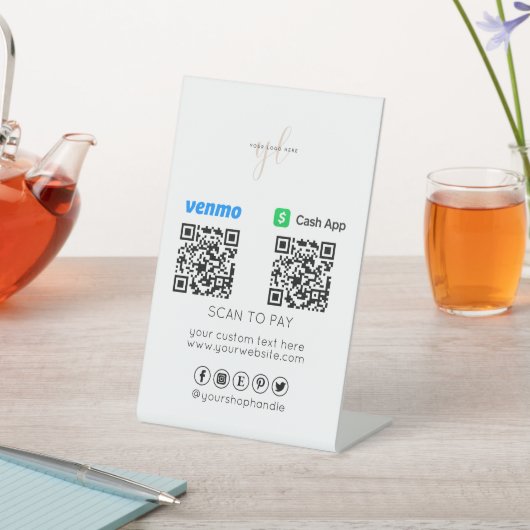 ビジネスロゴ | 2つのQRコード支払 |スキャンして支払う 台座サイン (インサイチュ)