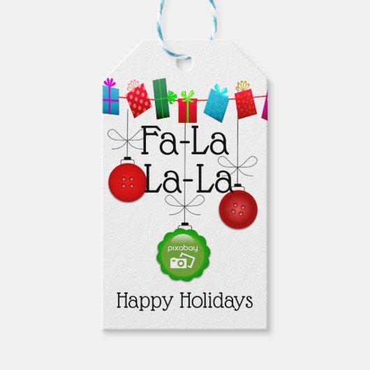 ビジネスロゴ「Fa-La-La-La」の休日を追加 ギフトタグ (正面)