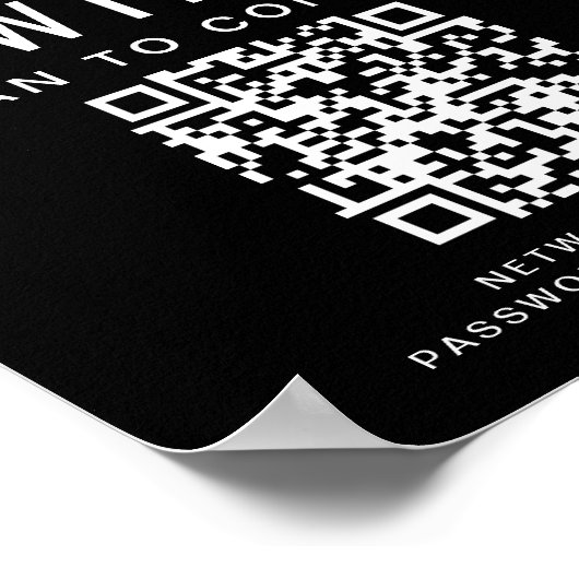 ビジネスロゴ WiFi ネットワーク QR コード 黒 ポスター (角)