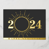 ビジネスロゴHappy New Yearカレンダー |黒い金ゴールド 箔シーズンカード (正面)