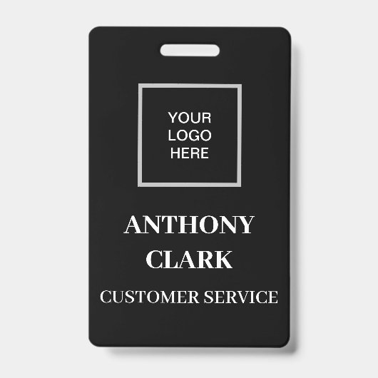 ビジネスロゴID黒モダン社員 バッジ (正面)