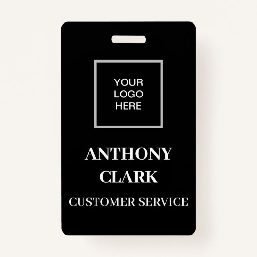 ビジネスロゴID黒モダン社員 バッジ (正面)