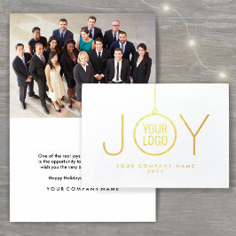 ビジネスロゴJOYクリスマスオーナメントホリデーフォト 箔カード
