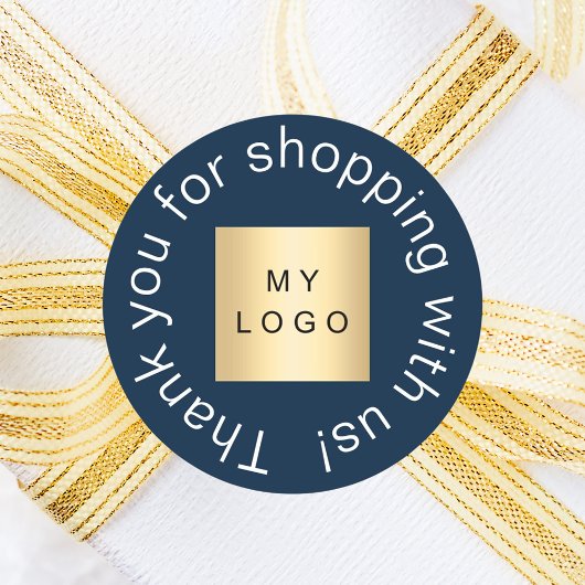 ビジネスロゴnavy blue 感謝してい you ラウンドシール