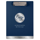 ビジネスロゴNavy Blue & Silverプロモーション クリップボード (正面)