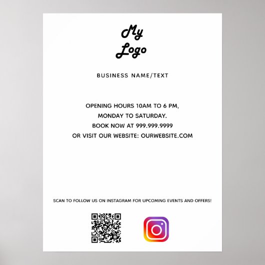 ビジネスロゴqrコードインスタグラムカスタム文字 ポスター (正面)