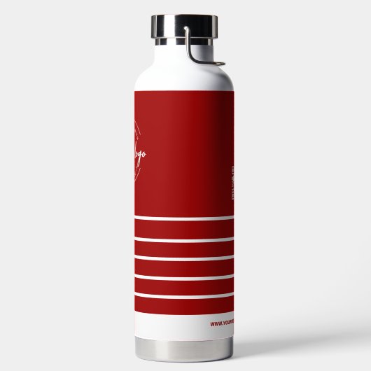 ビジネスロゴQRコードウェブサイトレッドホワイトホリデー ウォーターボトル (左面)