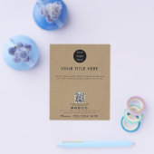 ビジネスロゴQRコードソーシャルメディアクラフトブラウン チラシ (シングル)