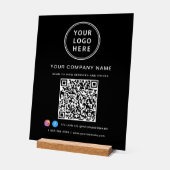 ビジネスロゴQRコードソーシャルメディアブラック アクリルサイン (傾斜)