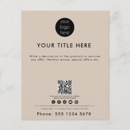 ビジネスロゴQRコードソーシャルメディアベージュ チラシ