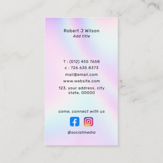 ビジネスロゴQRコードソーシャルメディアホログラフィック 名刺 (裏面)