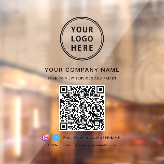 ビジネスロゴQRコードソーシャルメディア ウィンドウサイン (シート2)