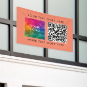 ビジネスロゴQRコードテンプレートサーモンカラー 横断幕 (ビルの外側)