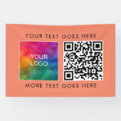 ビジネスロゴQRコードテンプレートサーモンカラー 横断幕 (横)