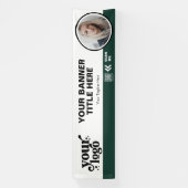 ビジネスロゴQRコードフォトインドアアウトドアグリーン 横断幕 (縦)