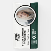 ビジネスロゴQRコードフォトインドアアウトドアグリーン 横断幕 (縦)