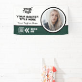 ビジネスロゴQRコードフォトインドアアウトドアグリーン 横断幕 (インサイチュ)