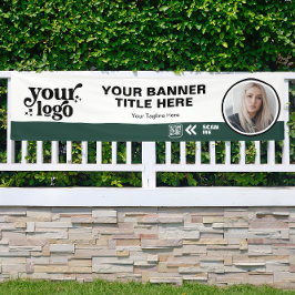 ビジネスロゴQRコードフォトインドアアウトドアグリーン 横断幕