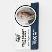 ビジネスロゴQRコードフォトインドアアウトドアブルー 横断幕 (縦)