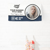 ビジネスロゴQRコードフォトインドアアウトドアブルー 横断幕 (インサイチュ)