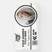 ビジネスロゴQRコードフォトインドアアウトドアホワイト 横断幕 (縦)