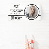 ビジネスロゴQRコードフォトインドアアウトドアホワイト 横断幕 (インサイチュ)