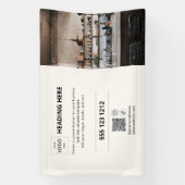 ビジネスロゴQRコードフォトベージュバナー 横断幕 (縦)