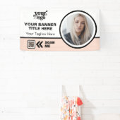 ビジネスロゴQRコードフォト屋内アウトドアピンク 横断幕 (インサイチュ)