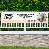 ビジネスロゴQRコードフォト屋内アウトドアピンク 横断幕