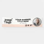 ビジネスロゴQRコードフォト屋内アウトドアピンク 横断幕 (横)