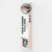 ビジネスロゴQRコードフォト屋内アウトドアピンク 横断幕 (縦)