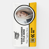 ビジネスロゴQRコードフォト屋内屋外イエロー 横断幕 (縦)