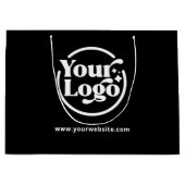 ビジネスロゴQRコードブラック紙 ラージペーパーバッグ (正面)