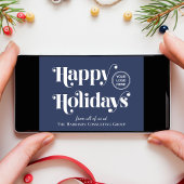 ビジネスロゴQRコードブルークリスマス企業の シーズンカード