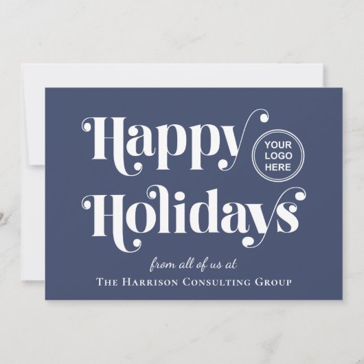 ビジネスロゴQRコードブルークリスマス企業の シーズンカード (正面)