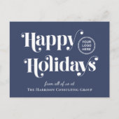 ビジネスロゴQRコードブルークリスマス シーズンポストカード (正面)