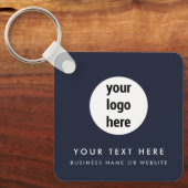 ビジネスロゴQRコードブルーミニマリストビジネス キーホルダー (正面)