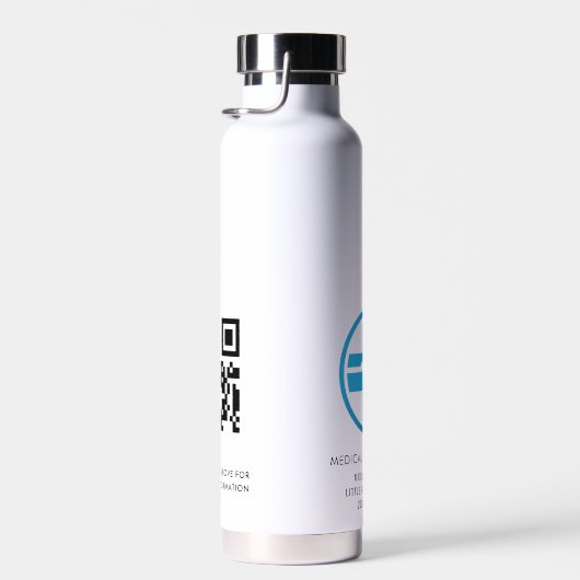 ビジネスロゴQRコードメディカルセンター従業員 ウォーターボトル (右面)