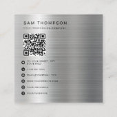 ビジネスロゴQRコードモダンメタリックシルバー コーリングカード (裏面)