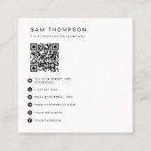 ビジネスロゴQRコードモダン白ミニマル スクエア名刺 (裏面)