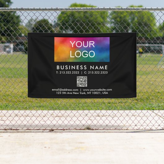 ビジネスロゴQRコードモダン黒 横断幕 (インサイチュ)