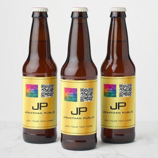 ビジネスロゴQRコードモノグラムテンプレートカスタム ビールラベル (ボトル)