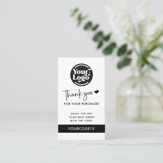 ビジネスロゴQRコード小売りのお買い上げありがとうございます 割引カード (スタンド正面)