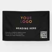 ビジネスロゴQRコード広告ズブラック 横断幕 (横)