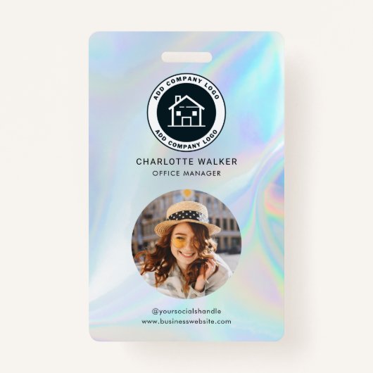 ビジネスロゴQRコード従業員ホログラフィックフォトID バッジ (正面)