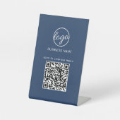 ビジネスロゴQRコード検索メニューNavy Blue 台座サイン (正面)